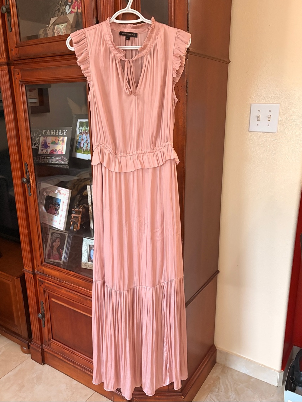 Banana Republic Dusty Rose Ruffle-Trim Maxi Dress